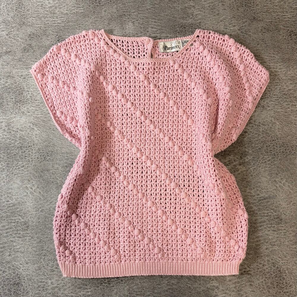 Pink Crochet Pastel Short Sleeve Top